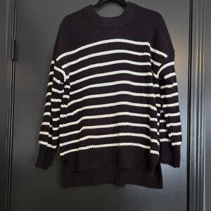 SO Women's Black and White Striped Sweater